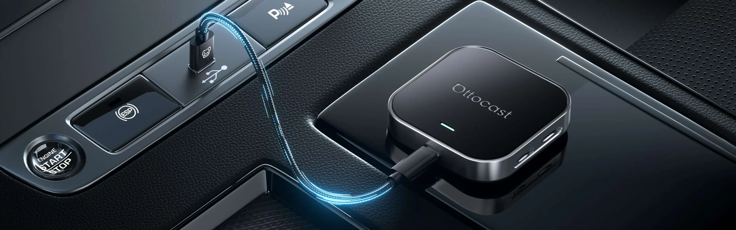 Ottocast製品を車内で接続するイメージ