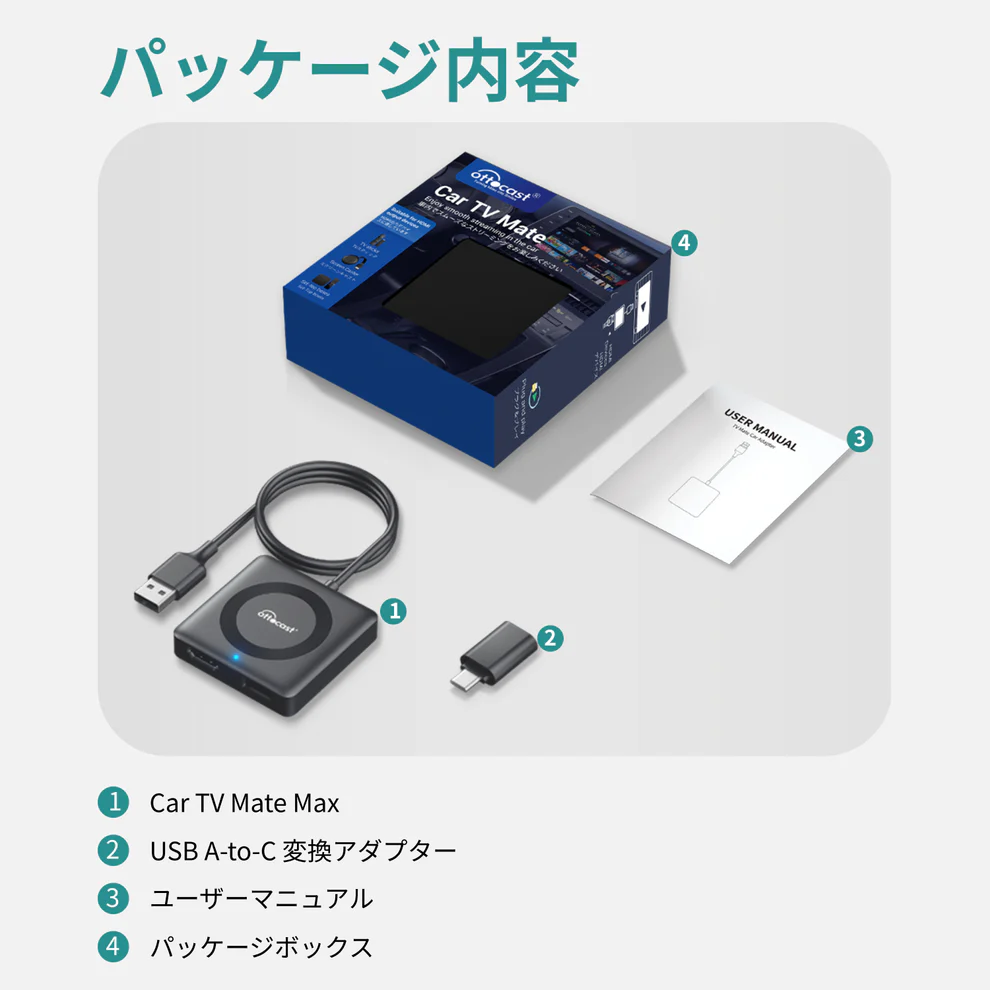 CarTvMate Maxの標準パッケージ内容
